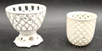 2 Ceramic Candle Holders-(T6)
