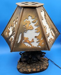 Vintage Wooden Carved Wild Boar Electric Table Lamp - Hand Carved By Rhon Sepp Of Germany - (T19)