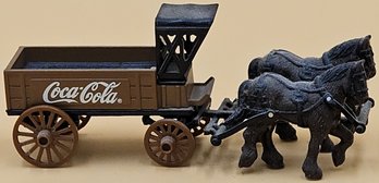 COCA COLA Horse Drawn Wagon With 2 Draft Horses - (B9)