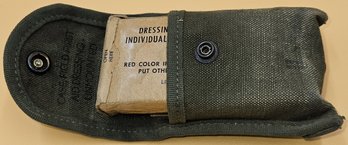 Vintage Military Field Dressing With Canvas Pouch - (B9)