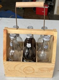 Wooden Bottle Carrier With Route 66 Bottles