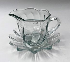 Vintage Glass Creamer & Plate (d54)