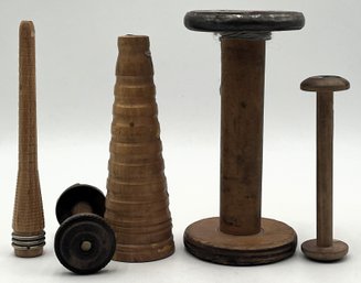 Antique Wooden Bobbins Spool - (KC1)