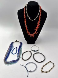 Coral Necklace And Beaded Jewelry Bundle (J6)