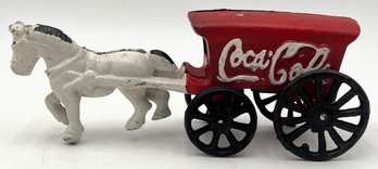 Vintage Cast Iron Toy Horse Drawn COCA COLA Wagon - (KC1)