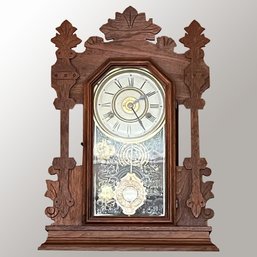 Vintage NEW HAVEN CLOCK CO. Mayflower Striking Alarm Wood Mantle Clock - (FR)