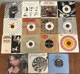 15 Vintage 45 RPM Vinyl Records - (BU)