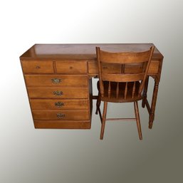Vintage Wood Desk & Chair - (FR)