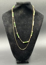 Jewelry #14 - 14KT Yellow Gold & Jade Necklace With 14KT GF Necklace