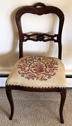 Vintage Curved Back Needlepoint Chair - (FR)