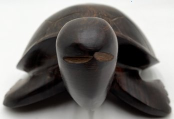Carved Wood Dark Turtle