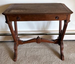 Vintage Wood Library Desk Writing Table With Drawer - (FR)