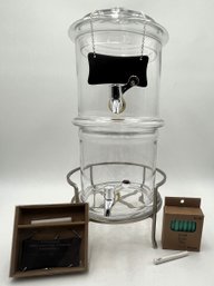 Double Glass Drink Dispenser With Chalk Board Tags & Chalk - (K6)