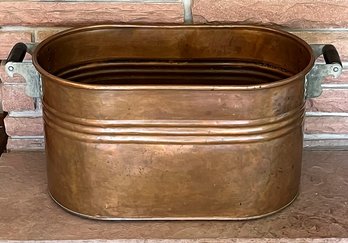 Vintage Copper Boiler Tub With Wood Handles - (FR)