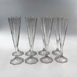 8 Vintage Crystal Champagne Flutes In Tote