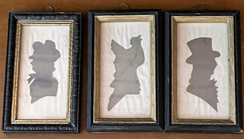 Vintage Small Wood Frame With Silhouette Picture Lot O 3 - (BR1)