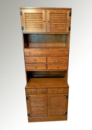 Vintage ETHAN ALLEN Heirloom Nutmeg Maple Custom Room Plan Shutter Door Cabinet - (BR1)