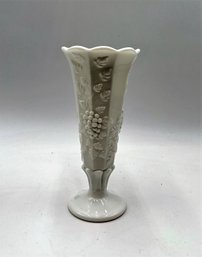 Vintage Westmoreland Paneled Grape Footed Milk Glass Vase