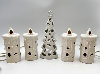 Vintage White Ceramic Holiday Decorations