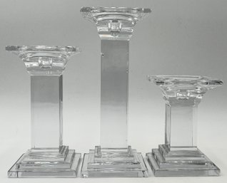 Trio Of Glass Candle Holders - (K4)