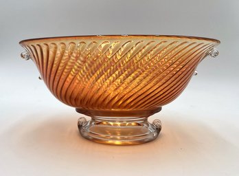 Vintage Imperial Carnival Glass Oval Console Bowl