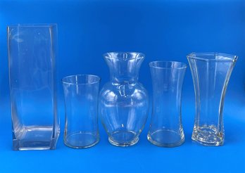 Lot Of 5 Assorted Glass Vases