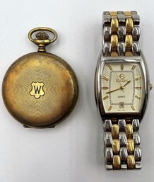 Vintage ELGIN Wrist Watch & CIRO 17 JEWELS INCABLOC Pocket Watch