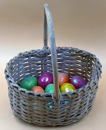 Wicker Basket With Lot Of Easter Eggs - (FR)
