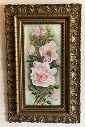 Vintage Wood Framed Flower Painting Signed By Artist Ann Rutledge - 1963 - (FR)