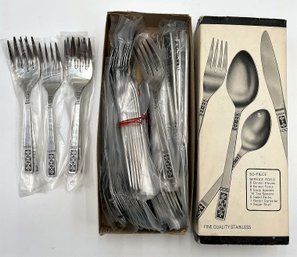 Vintage NIB 1960's Stainless Steel Flatware - Service For 8