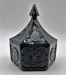 Vintage Tiara Colonial Black 6 Lidded Hexagon Candy Dish / Trinket Box