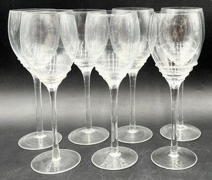 Hand Blown Stemmed Glasses Set Of 7- (K10)