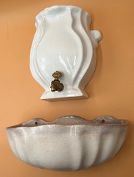 Vintage Porcelain Wall Hanging Water Dispenser With Porcelain Tub Set - (BR2)