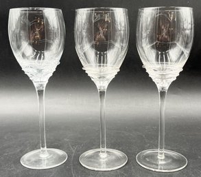 Hand Blown Stemmed Glasses Set Of 3 - (K10)