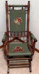 Vintage Wood & Cloth Springe'd Rocker Chair - (BR2)