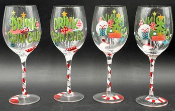 'Drink Up Grinches' Holiday Wine Glasses - (K10)