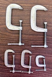 Lot Of 5 Assorted Sized C-Clamps