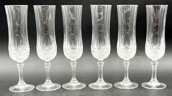 Cristal D' Arques Durand Fluted Set Of 6 Champagne Glasses (1 Of 2) - (K10)