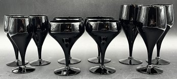 Collection Of Black Glass Barware - (K11)