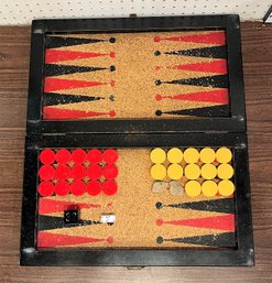 Vintage Portable Wood Case Backgammon