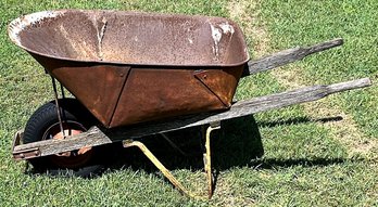 Vintage Wood & Metal Wheelbarrow - (O)