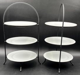 Tiered Serving Plates In Metal Stand - (K11)