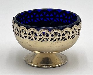 Vintage Celtic Quality Silver Plate Cobalt Blue Glass Dessert Cup - Made In England