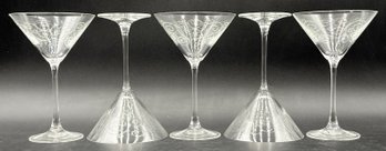 Martini Glasses With Etched Swirl Patterns Set Of 5 - (K11)