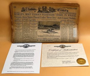Antique THE LOS ANGELES TIMES - July 1, 1917 Issue With Certificate Of Authentication