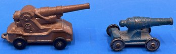 Lot Of 2 Vintage Metal Toy Cannon - (TR)