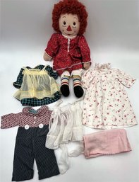 Vintage Raggedy Ann Doll With Extra Clothes