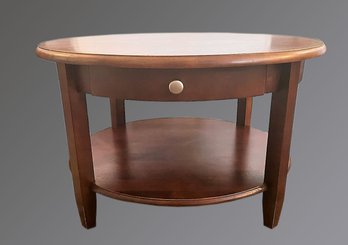 Wood Round Coffee Table With Drawer