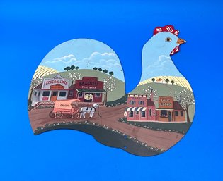 Painted Metal Rooster Wall Decoration