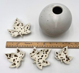 Ceramic Vase & Aspen Leaves